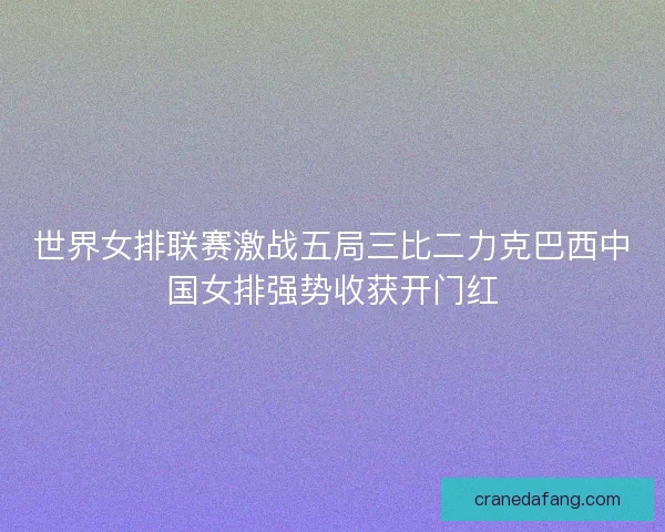 世界女排联赛激战五局三比二力克巴西中国女排强势收获开门红