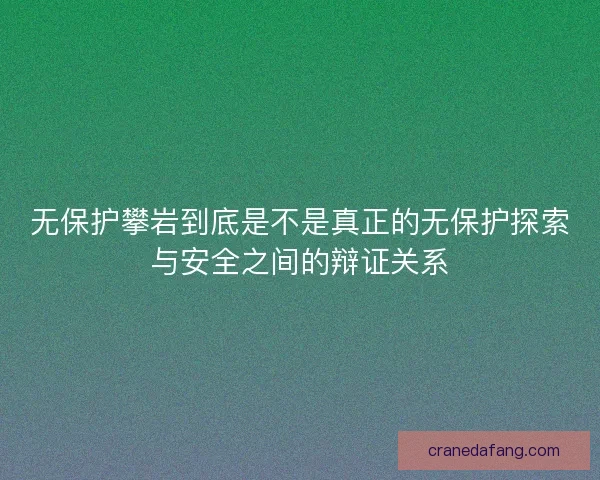 无保护攀岩到底是不是真正的无保护探索与安全之间的辩证关系